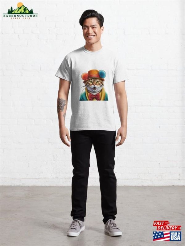 Purrfectly Playful Stylish Clown Cat Rocking Colorful Attire And Accessories Classic T-Shirt Sweatshirt