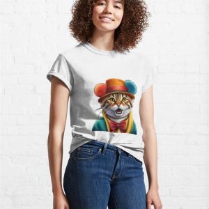 Purrfectly Playful Stylish Clown Cat Rocking Colorful Attire And Accessories Classic T Shirt Sweatshirt 4