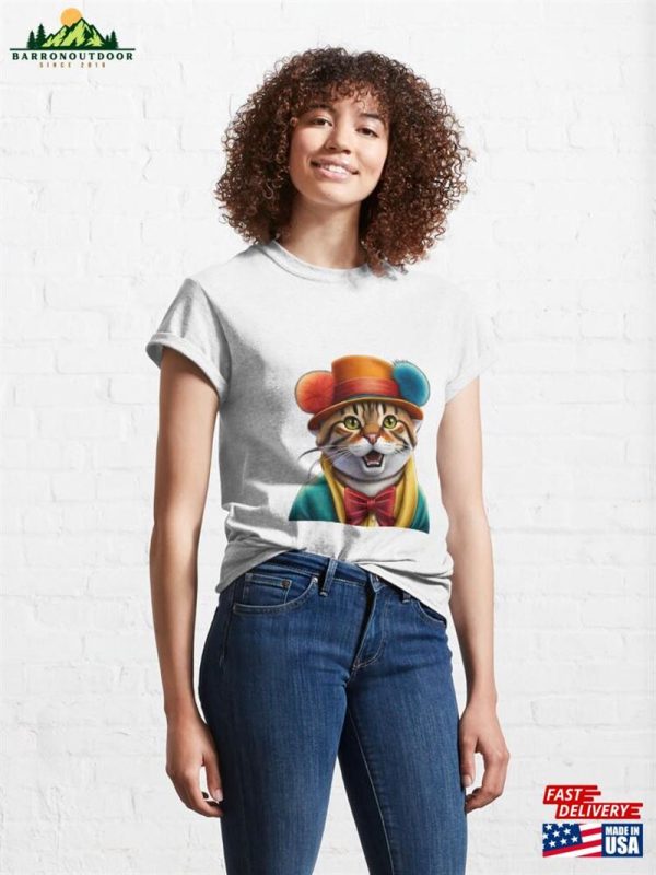 Purrfectly Playful Stylish Clown Cat Rocking Colorful Attire And Accessories Classic T-Shirt Sweatshirt