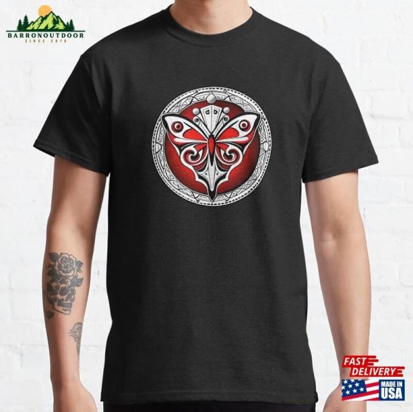 Red Gothic Butterfly Circle Logo Classic T-Shirt Hoodie