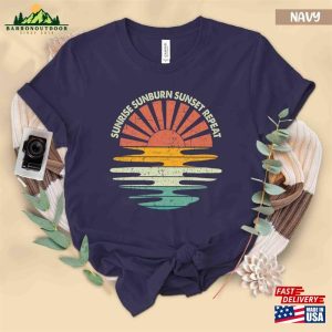 Retro Sunrise Sunburn Sunset Repeat Shirt Wavy Comfort Colors Summer Vibes Classic Hoodie 3