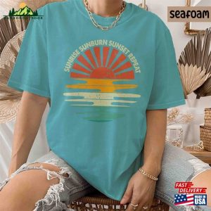 Retro Sunrise Sunburn Sunset Repeat Shirt Wavy Comfort Colors Summer Vibes Classic Hoodie 4