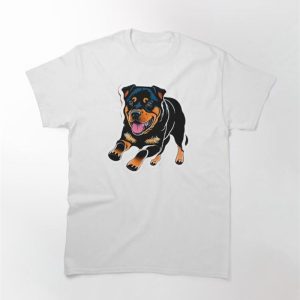 Rottweiler Sticker Cute Dog Playing Pet Lover Classic T-Shirt Unisex