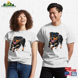 Rottweiler Sticker Cute Dog Playing Pet Lover Classic T Shirt Unisex 3