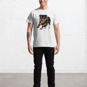 Rottweiler Sticker Cute Dog Playing Pet Lover Classic T Shirt Unisex 4