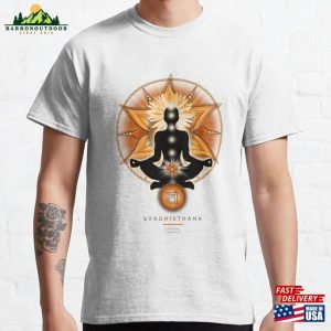 Sacral Chakra Meditation In Yoga Lotus Pose Front Of Svadhisthana Symbol Classic T-Shirt Hoodie Unisex