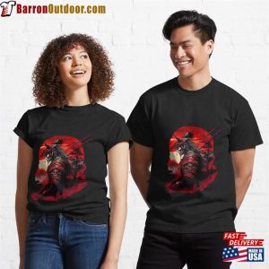 Samurai Black And Red Sun Classic T-Shirt Unisex