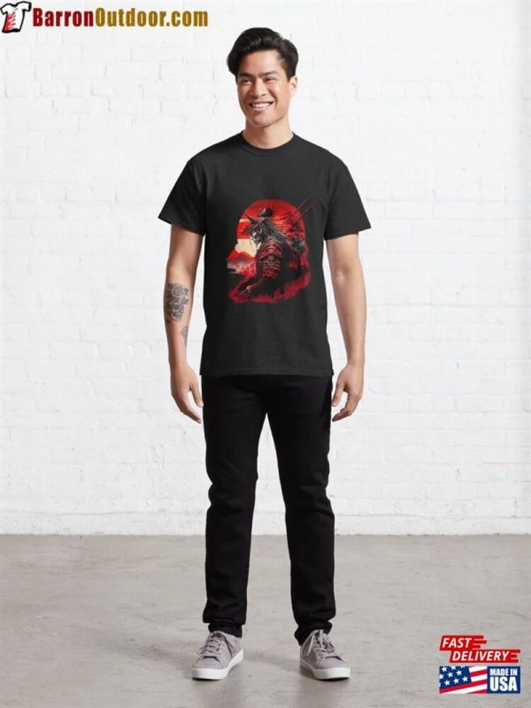 Samurai Black And Red Sun Classic T-Shirt Unisex