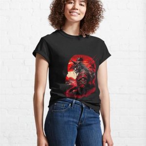 Samurai Black And Red Sun Classic T Shirt Unisex 4