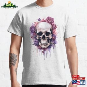 Skull Amp Roses With Dripping Ink Classic T-Shirt Hoodie