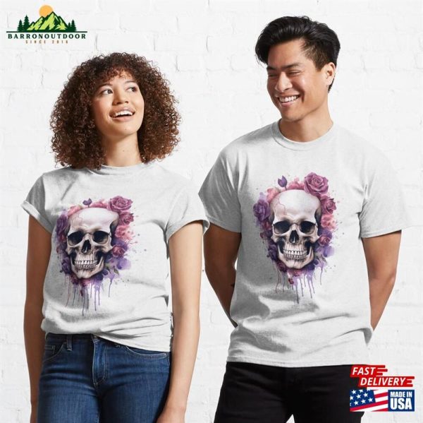 Skull Amp Roses With Dripping Ink Classic T-Shirt Hoodie