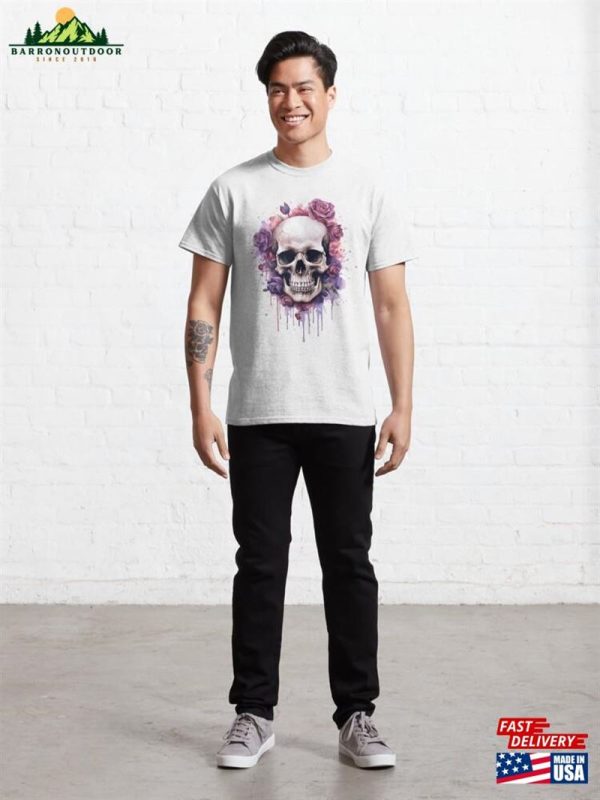 Skull Amp Roses With Dripping Ink Classic T-Shirt Hoodie