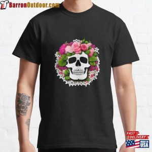 Skull Skeleton With Colourful Flowers Classic T-Shirt Sweatshirt