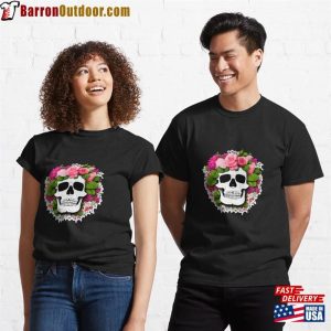 Skull Skeleton With Colourful Flowers Classic T-Shirt Sweatshirt