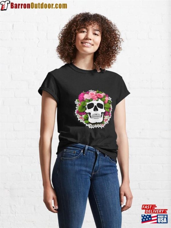 Skull Skeleton With Colourful Flowers Classic T-Shirt Sweatshirt