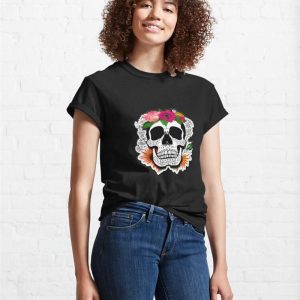 Skull Skeleton With Colourful Flowers Classic T Shirt Sweatshirt Hoodie 4