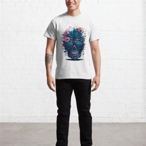 Skull With Flowers And Leaves Classic T Shirt Hoodie 3