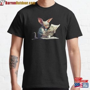 Sphinx Cat Reading Newspaper Funny Art Classic T-Shirt Sweatshirt