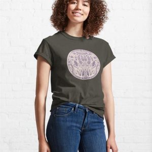 Vintage Canvas Lavender Flowers Circle Medallion Classic T Shirt Unisex 4