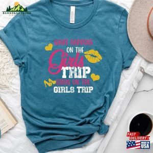 What Happens On The Girls Trip Stays T Shirt Funny Tee Girl Cruise Shirt Unisex Hoodie 4