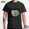 White Rose Blossom On Black Background Classic T-Shirt Hoodie