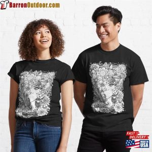 Woman With Hair Full Of Flowers Classic T-Shirt Unisex