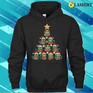 Adorable Fat Cats In Santa Hats Surrounding A Christmas Tree A Perfect Kitten Christmas Gift For Her On A T shirt 3