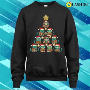 Adorable Fat Cats In Santa Hats Surrounding A Christmas Tree A Perfect Kitten Christmas Gift For Her On A T shirt 4