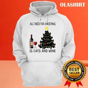 All I Need For Christmas Is Cats And Wine T shirt 3