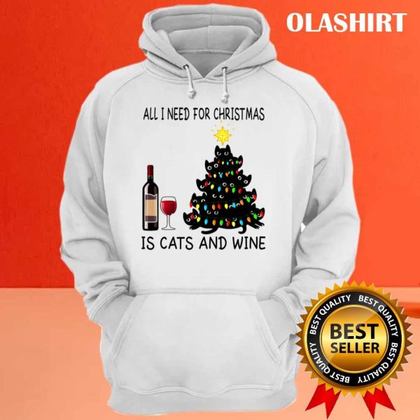 All I Need For Christmas Is Cats And Wine T-shirt