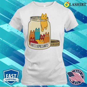 Antidepressant Cat Retro Antidepressants Cats Funny T-shirt