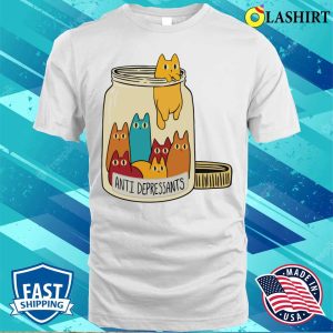 Antidepressant Cat Retro Antidepressants Cats Funny T shirt 2