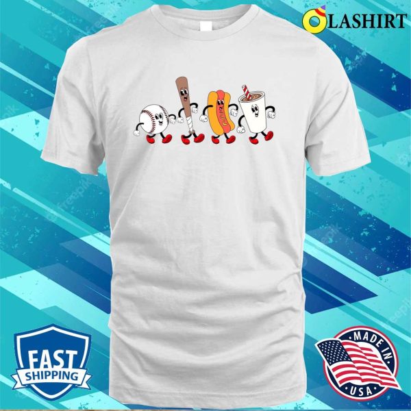 Baseball Hot Dog, Baseball Match Drink Sweat, Baseball Season Shirt