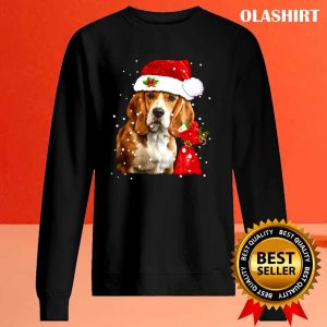 Beagle Dog With Santa Hat Christmas Xmas Dog Lover Shirt 2