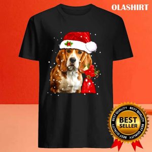 Beagle Dog With Santa Hat Christmas Xmas Dog Lover Shirt 4