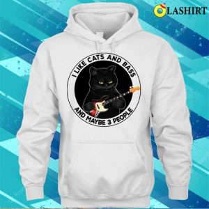 Black Cat I Like Cats Bass 3 People Cat Playing Guitar T shirt 3