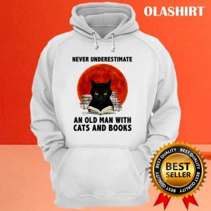 Black Cat Never Underestimate An Old Man With Cats And Books T shirt 3