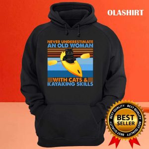 Black Cat Never Underestimate Old Woman With Cats Kayaking Skills Shirt 3