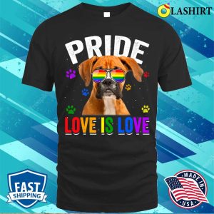 Boxer Gay Pride Lgbt Rainbow Flag Dog Lover Boxers Dog T shirt 1