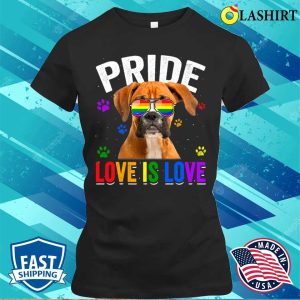 Boxer Gay Pride Lgbt Rainbow Flag Dog Lover Boxers Dog T shirt 2