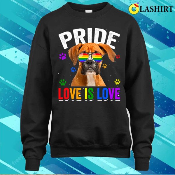 Boxer Gay Pride Lgbt Rainbow Flag Dog Lover Boxers Dog T-shirt