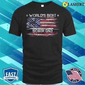 Boxer Vintage Usa American Flag Worlds Best Boxer Dad Silhouette Boxers Dog T shirt 1