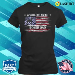 Boxer Vintage Usa American Flag Worlds Best Boxer Dad Silhouette Boxers Dog T shirt 2