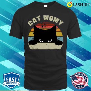 Cat Mommy Women Vintage Retro Black Cats Mom T-shirt