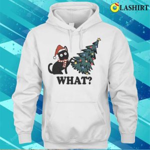 Cat Pushing Christmas Tree T shirt 3