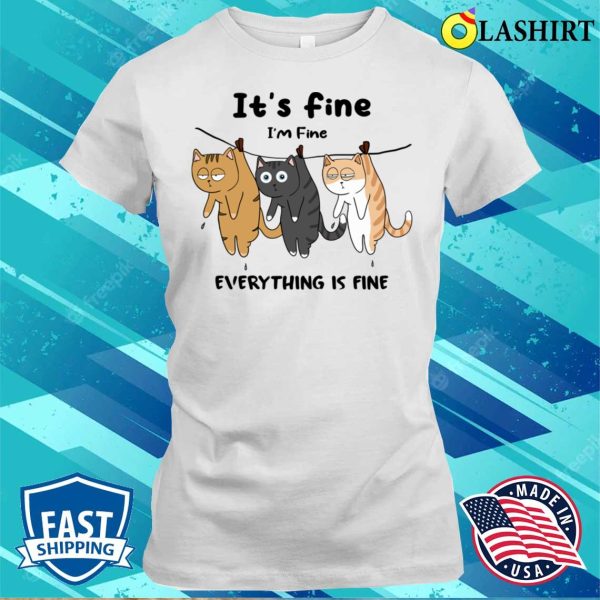 Cat T-shirt, Just Some Fine Felines On A Line T-shirt