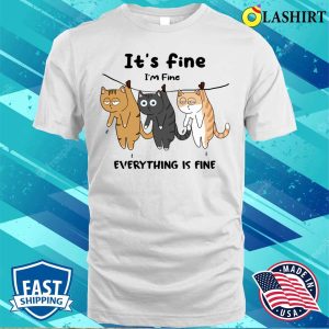 Cat T shirt Just Some Fine Felines On A Line T shirt 2