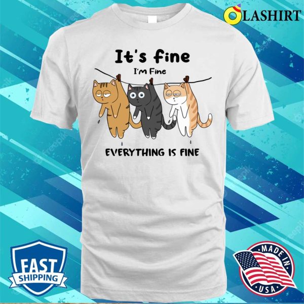 Cat T-shirt, Just Some Fine Felines On A Line T-shirt