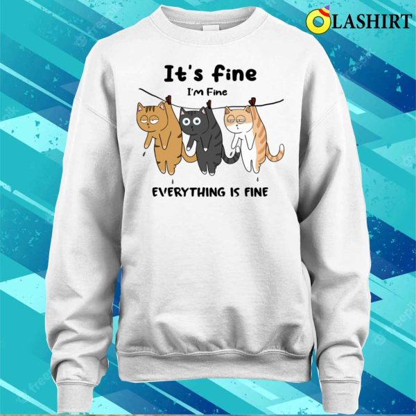 Cat T-shirt, Just Some Fine Felines On A Line T-shirt