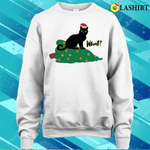 Christmas Cat T shirt Wicked Black Cat Knocks Over Xmas Tree 4